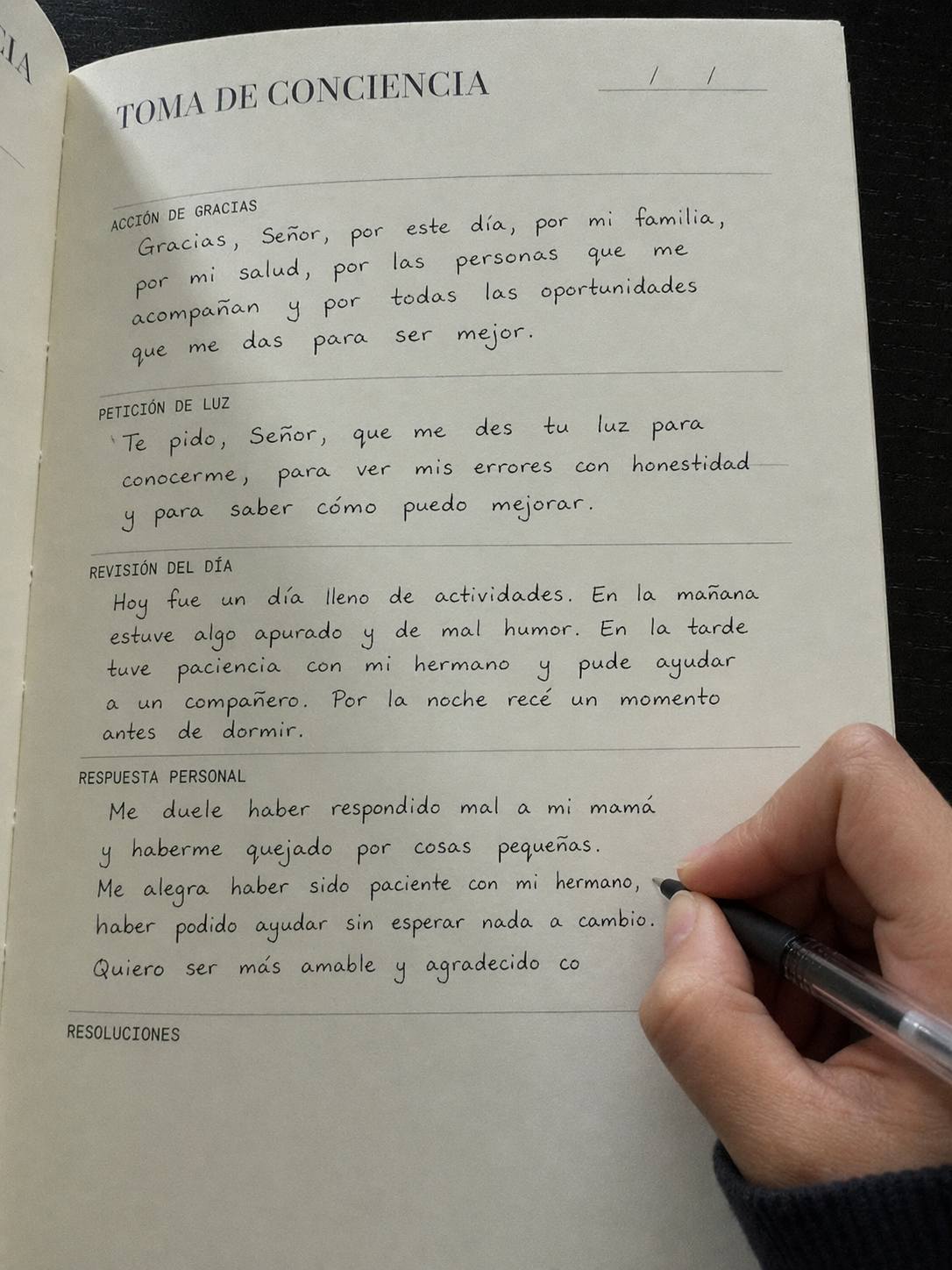 Libro de oración de examen