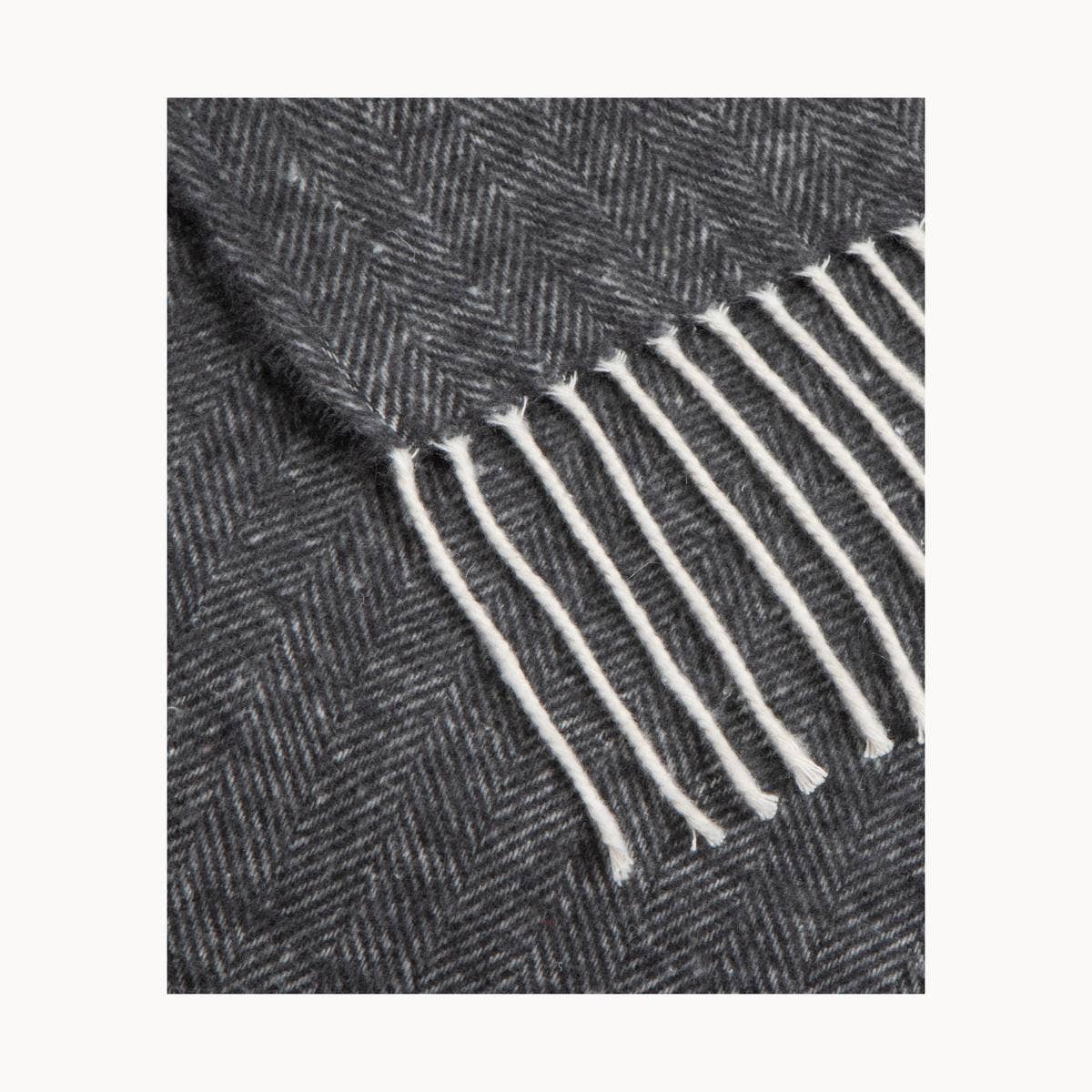 Super Soft Babele Herringbone - Manta de Algodón Reciclado: Marrón oscuro