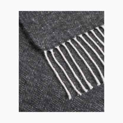 Super Soft Babele Herringbone - Manta de Algodón Reciclado: Marrón oscuro