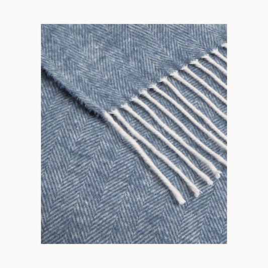 Super Soft Babele Herringbone - Manta de Algodón Reciclado: Azul marino