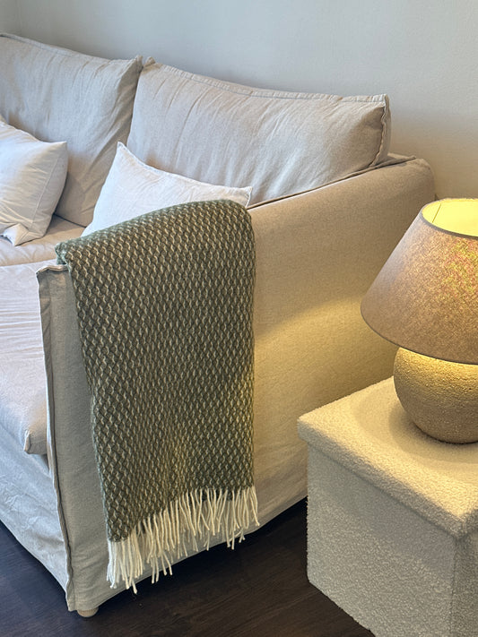 Manta de Lana BONBON oliva