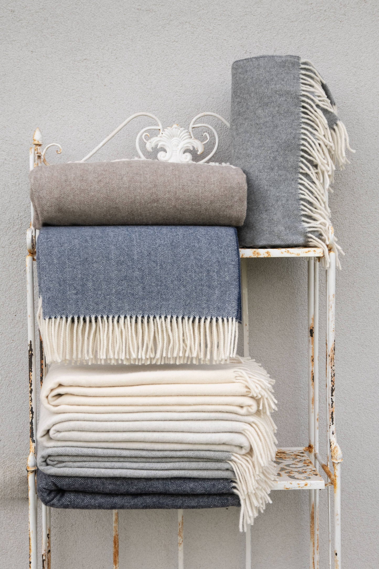 Super Soft Babele Herringbone - Manta de Algodón Reciclado: Marrón oscuro